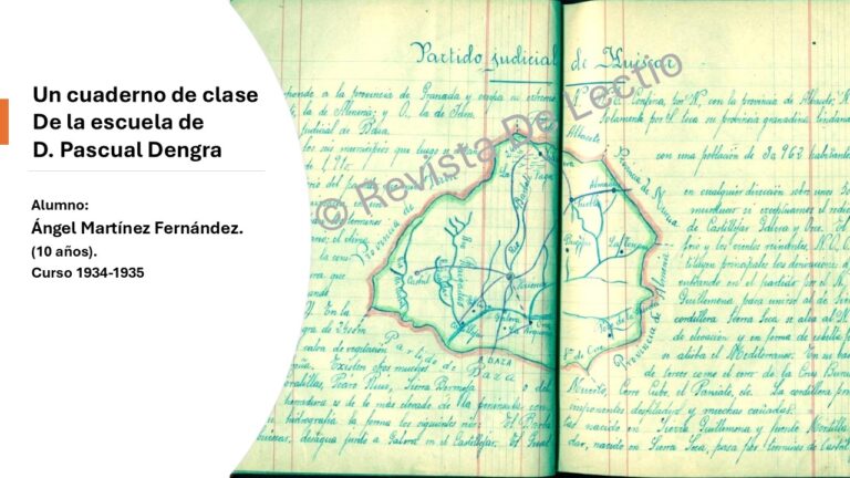 Un cuaderno de clase de 1934, de Ángel Martínez. En la escuela de D. Pascual Dengra